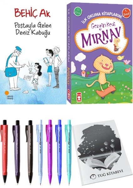 İlk Okuma Kitaplarım Gezgin Kedi Mırnav 10 Kitap ve Postayla Gelen Deniz Kabuğu 2li Set