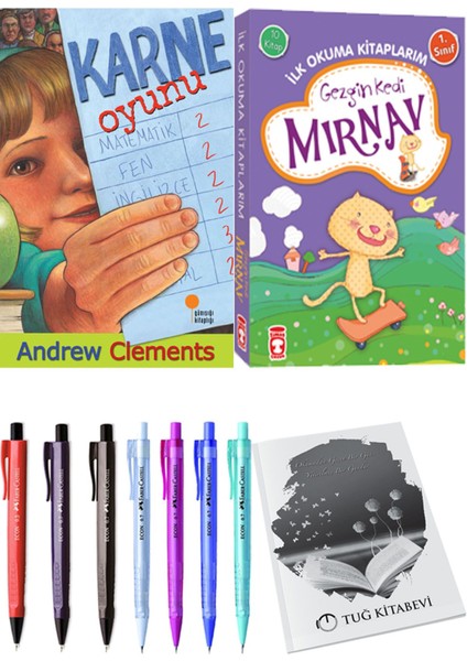İlk Okuma Kitaplarım Gezgin Kedi Mırnav 10 Kitap ve Karne Oyunu 2li Set