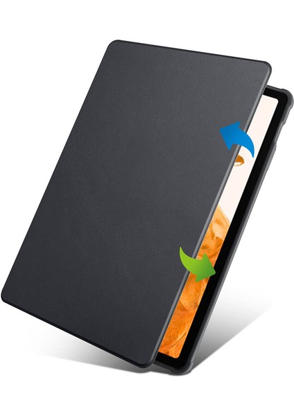 Noktaks - Galaxy Tab S10+ Plus 12.4.inç SM-X820 - Kılıf Kalem Bölmeli Dönen Termik Standlı Kılıf - Mavi