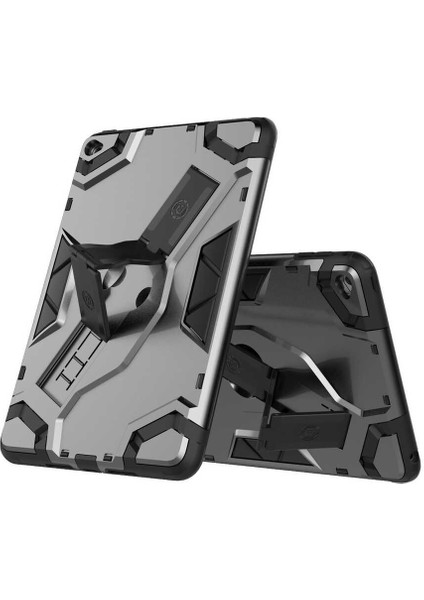 Noktaks - iPad Mini 5.nesil 7.9.inç 2019 A2133-A2124-A2126-A2125 - Kılıf Koruyucu El Tutmalı Defens Tablet Kılıf -Siyah-Gri