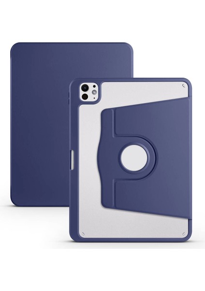 Noktaks - iPad Pro 11 M4 2024 A2836-A2837-A3006 - Kılıf Kalem Bölmeli Dönen Termik Standlı Kılıf - Lacivert