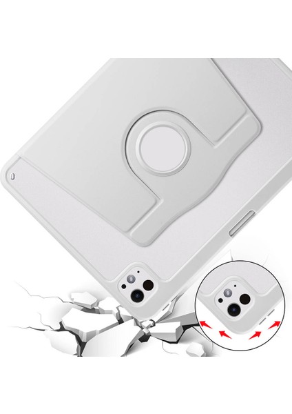 Noktaks - iPad Pro 11 M4 2024 A2836-A2837-A3006 - Kılıf Kalem Bölmeli Dönen Termik Standlı Kılıf - Lacivert