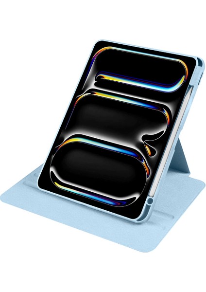 Noktaks - iPad Pro 11 M4 2024 A2836-A2837-A3006 - Kılıf Kalem Bölmeli Dönen Termik Standlı Kılıf - Lacivert