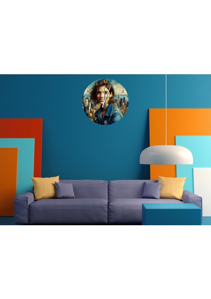 Şehir ve MUTLULUK30 x 30 cm Akrilik Dekoratif Modern Duvar Saati
