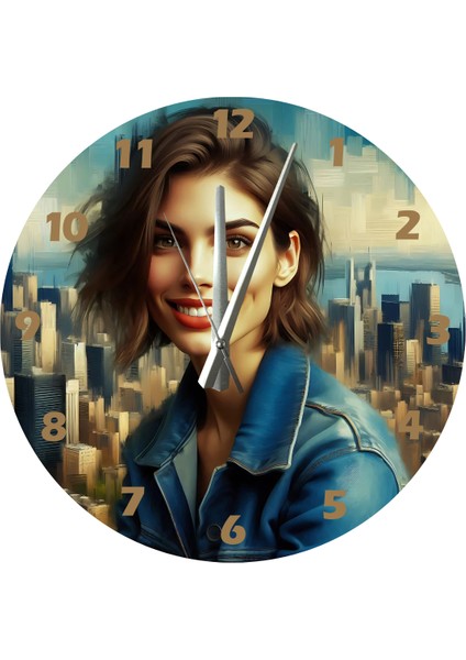 Şehir ve MUTLULUK30 x 30 cm Akrilik Dekoratif Modern Duvar Saati fiyatları