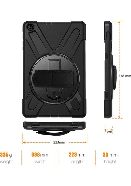 Noktaks - iPad 6 Air 2 9.7.inç A1566-A1567-A1893-A1954 - Kılıf Ip Askılı El Tutmalı Defender Kılıf - Siyah