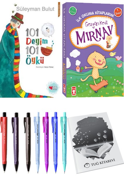 İlk Okuma Kitaplarım Gezgin Kedi Mırnav 10 Kitap ve 101 Deyim 101 Öykü Süleyman Bulut 2li Set