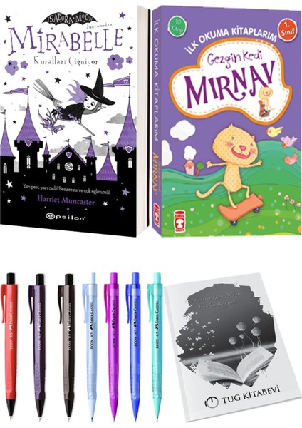 İlk Okuma Kitaplarım Gezgin Kedi Mırnav 10 Kitap ve Mirabelle 2 Kuralları Çiğniyor 2li Set