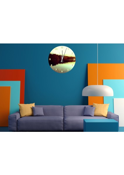 Su Ağaç Gölge 30 x 30 cm Akrilik Dekoratif Modern Duvar Saati