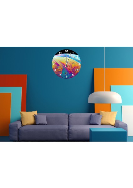 Renkler ve Boşluk 30 x 30 cm Akrilik Dekoratif Modern Duvar Saati
