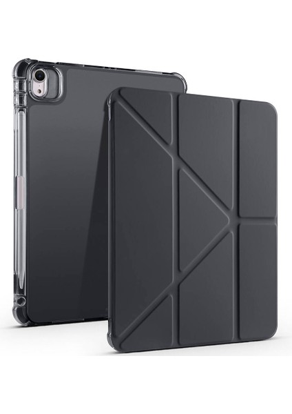 Noktaks - iPad Air 11 M2 2024 A2902-A2903-A2904 - Kılıf Kalem Bölmeli Standlı Tri Folding Kılıf - Siyah