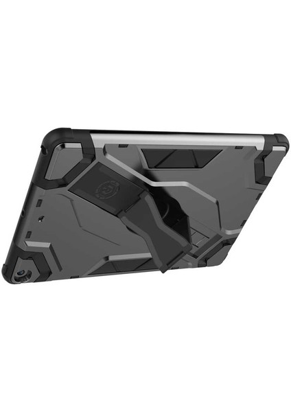 Noktaks - iPad 6.nesil 9.7.inç 2018 A1893-A1954 - Kılıf Koruyucu El Tutmalı Defens Tablet Kılıf - Siyah-Gri indirimleri