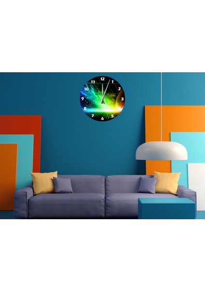 Güneş Patlaması 30 x 30 cm Akrilik Dekoratif Modern Duvar Saati