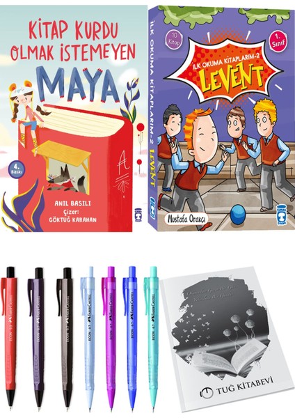 İlk Okuma Kitaplarım 2 Levent 10 Kitap ve Kitap Kurdu Olmak Istemeyen Maya 2li Set