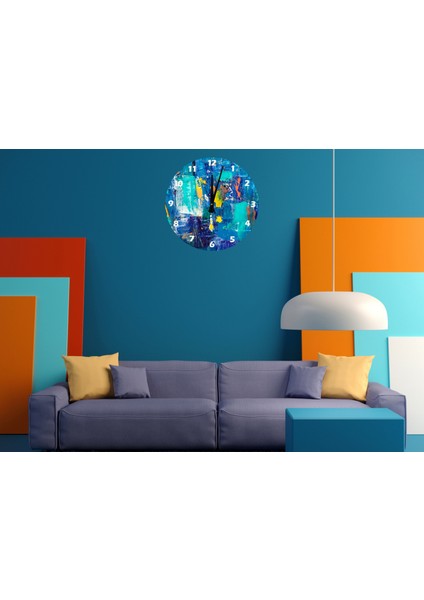 Tuval Renkler 30 x 30 cm Akrilik Dekoratif Modern Duvar Saati