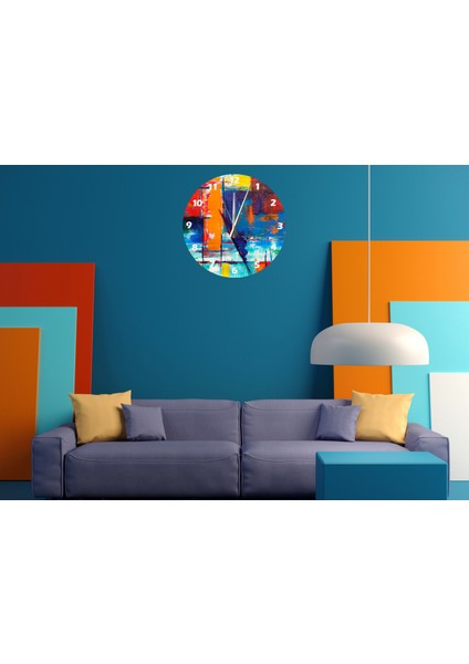 Tuval ve Renkler 30 x 30 cm Akrilik Dekoratif Modern Duvar Saati
