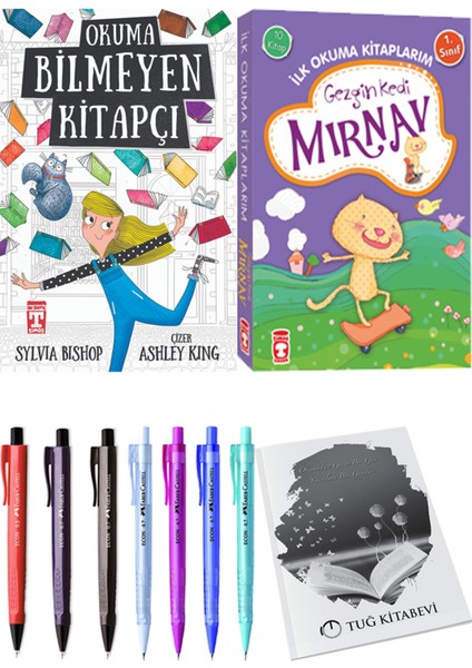 İlk Okuma Kitaplarım Gezgin Kedi Mırnav 10 Kitap ve Okuma Bilmeyen Kitapçı 2li Set