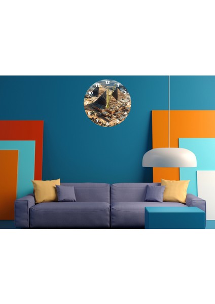 Tarihi Mısır 30 x 30 cm Akrilik Dekoratif Modern Duvar Saati