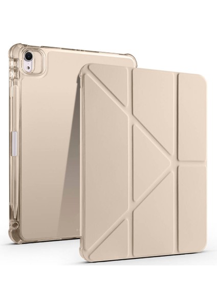 Noktaks - iPad Air 11 M2 2024 A2902-A2903-A2904 - Kılıf Kalem Bölmeli Standlı Tri Folding Kılıf - Gold