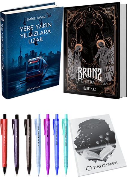 Bronz 1 Şeytan Ciltli ve Yere Yakın Yıldızlara Uzak Ciltli Emine Tavuz 2li Set