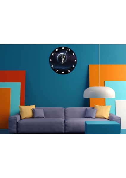 Evren ve Gezegen 30 x 30 cm Akrilik Dekoratif Modern Duvar Saati