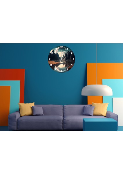 Gizemli Gezegen 30 x 30 cm Akrilik Dekoratif Modern Duvar Saati