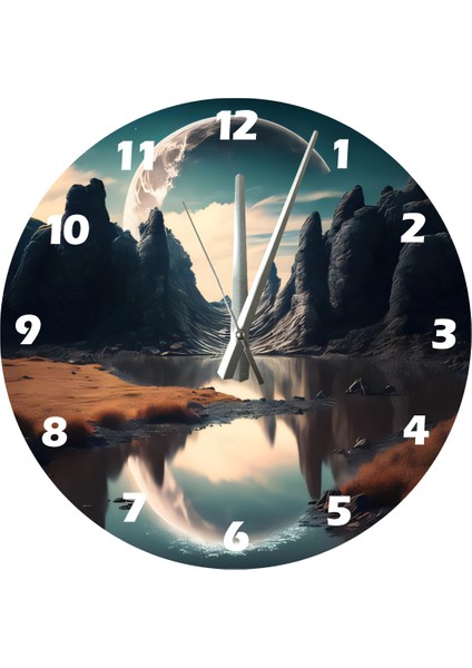 Gizemli Gezegen 30 x 30 cm Akrilik Dekoratif Modern Duvar Saati fiyatları