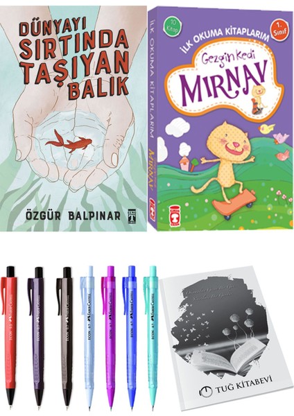 İlk Okuma Kitaplarım Gezgin Kedi Mırnav 10 Kitap ve Dünyayı Sırtında Taşıyan Balık 2li Set
