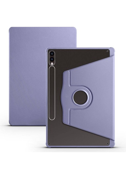 Noktaks - Galaxy Tab S10+ Plus 12.4.inç SM-X820 - Kılıf Kalem Bölmeli Dönen Termik Standlı Kılıf - Lavendery Gray