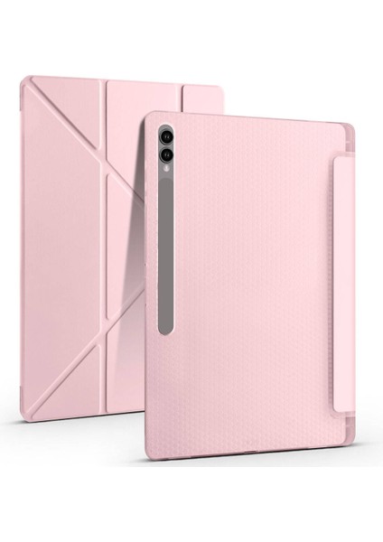 Noktaks - Galaxy Tab S10 Ultra 14.6.inç SM-X920 - Kılıf Kalem Bölmeli Standlı Tri Folding Kılıf - Mor