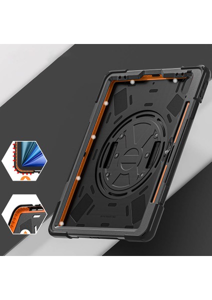 Noktaks - iPad Air 13 M2 2024 A2898-A2899-A2900 - Kılıf Ip Askılı El Tutmalı Defender Kılıf - Siyah
