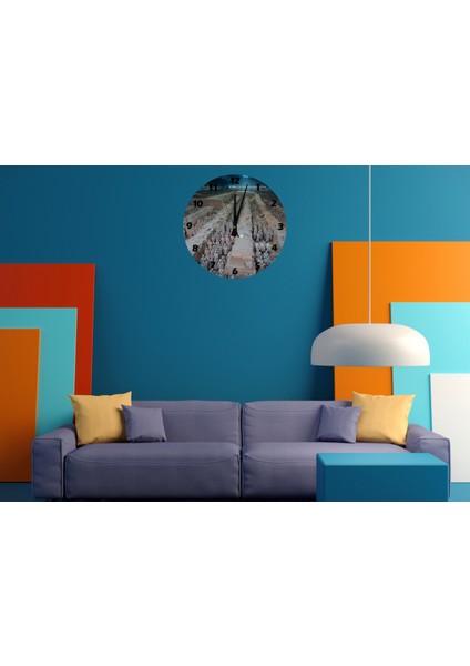 Toprak Askerler 30 x 30 cm Akrilik Dekoratif Modern Duvar Saati