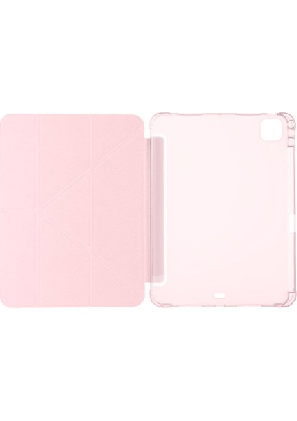 Noktaks - iPad Pro 11 M4 2024 A2836-A2837-A3006 - Kılıf Kalem Bölmeli Standlı Tri Folding Kılıf - Rose Gold