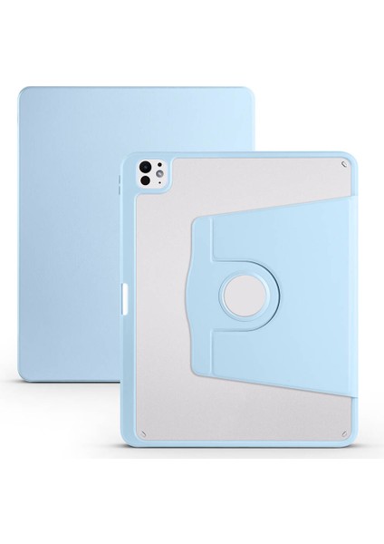 - Apple iPad Pro 13 2024 - Tablet Kılıfı Kalem Bölmeli Dönebilen Termik Standlı Kılıf - Mavi - T32974