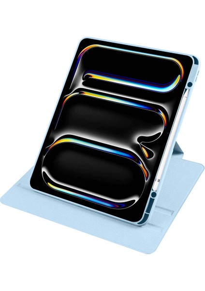 Noktaks - iPad Pro 13 M4 2024 A2925-A2926-A3007 - Kılıf Kalem Bölmeli Dönen Termik Standlı Kılıf - Açık Yeşil