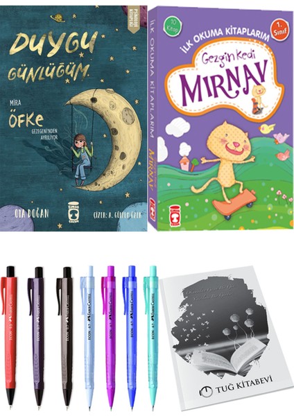 İlk Okuma Kitaplarım Gezgin Kedi Mırnav 10 Kitap ve Duygu Günlüğüm Mira Öfke Gezegeni'nden Ayrılıyor 2li Set