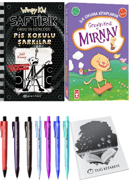 İlk Okuma Kitaplarım Gezgin Kedi Mırnav 10 Kitap ve Saftirik 17 Pis Kokulu Şarkılar 2li Set