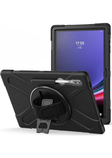 Noktaks - Galaxy Tab S9 Ultra 14.6.inç SM-X910 - Kılıf Ip Askılı El Tutmalı Defender Kılıf - Siyah fırsatları