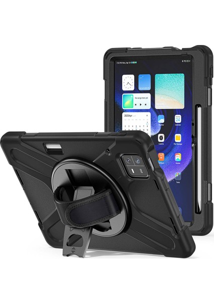 Noktaks - Xiaomi Pad 6 11.inç - Kılıf Ip Askılı El Tutmalı Defender Kılıf - Siyah fırsatları