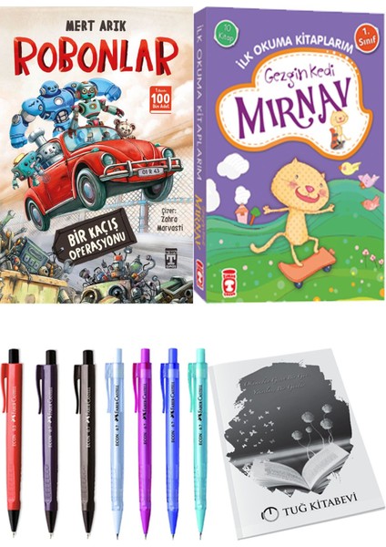 İlk Okuma Kitaplarım Gezgin Kedi Mırnav 10 Kitap ve Robonlar Bir Kaçış Operasyonu 2li Set