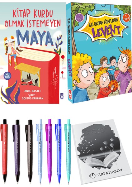 İlk Okuma Kitaplarım Levent 1 10 Kitap ve Kitap Kurdu Olmak Istemeyen Maya 2li Set