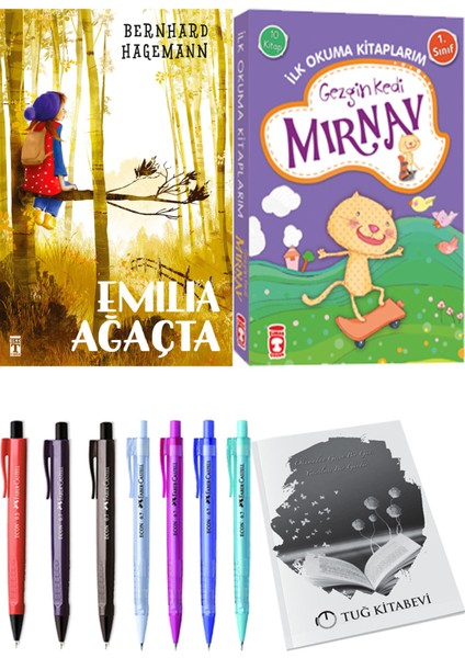 İlk Okuma Kitaplarım Gezgin Kedi Mırnav 10 Kitap ve Emilia Ağaçta 2li Set