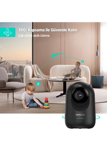 360+ C211 2k Pro Wifi 360° Akıllı Güvenlik Kamerası Bebek Monitörü Evcil Hayvan Kamerası İç Mekan Kamerası Ip Kamera Yeni Versiyon Siyah (Distribütör Garantili) modelleri