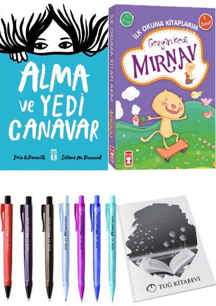 İlk Okuma Kitaplarım Gezgin Kedi Mırnav 10 Kitap ve Alma ve Yedi Canavar 2li Set