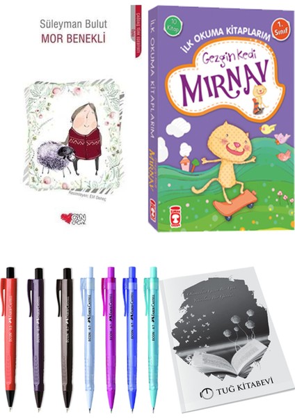 İlk Okuma Kitaplarım Gezgin Kedi Mırnav 10 Kitap ve Mor Benekli 2li Set