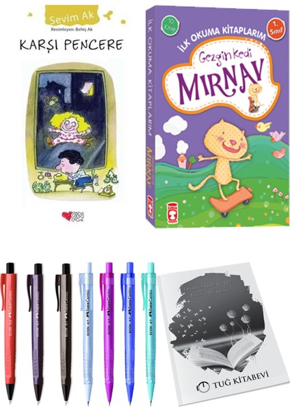 İlk Okuma Kitaplarım Gezgin Kedi Mırnav 10 Kitap ve Karşı Pencere 2li Set