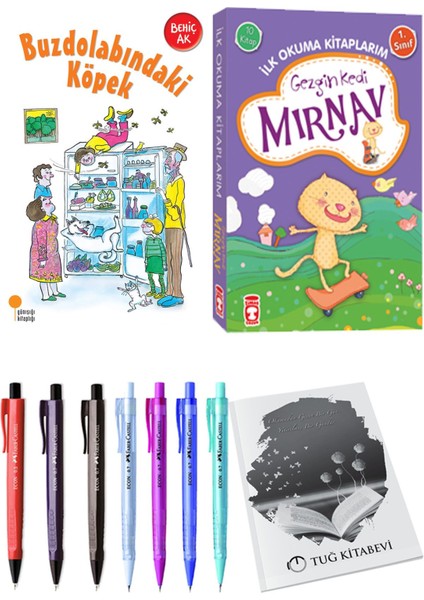 İlk Okuma Kitaplarım Gezgin Kedi Mırnav 10 Kitap ve Buzdolabındaki Köpek 2li Set