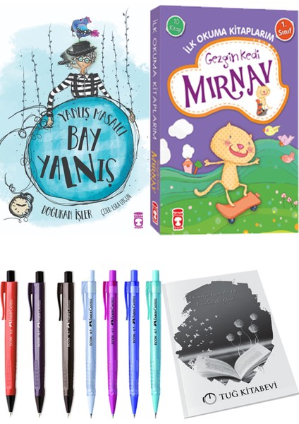 İlk Okuma Kitaplarım Gezgin Kedi Mırnav 10 Kitap ve Yanlış Masalcı Bay Yalnış 2li Set