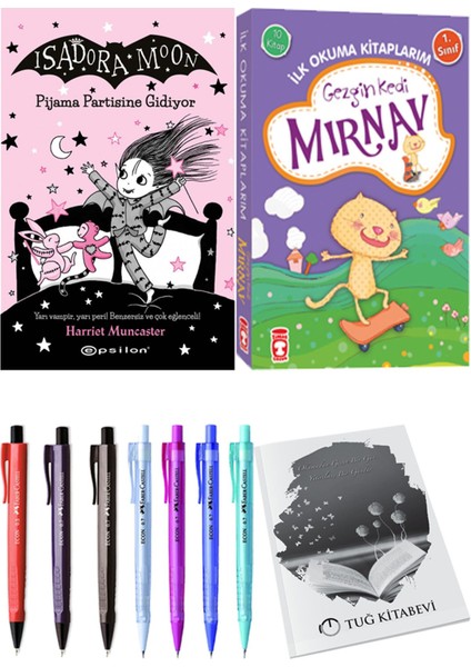 İlk Okuma Kitaplarım Gezgin Kedi Mırnav 10 Kitap ve Isadora Moon 10 Pijama Partisine Gidiyor 2li Set