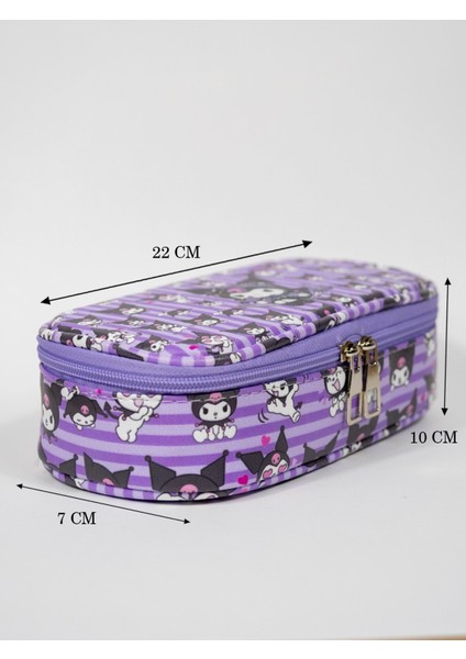 Kalem Kutusu Oval Tasarım Tek Bölmeli Kuromi Temalı vegan Deri (Kalemlik) modelleri